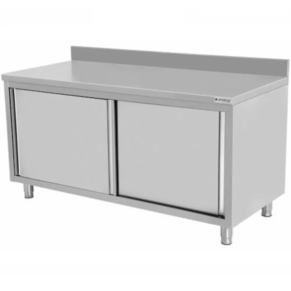 Unninox Rvs Werkbank Met Schuifdeuren + Achteropstand | 700mm Diep | 850mm Hoog