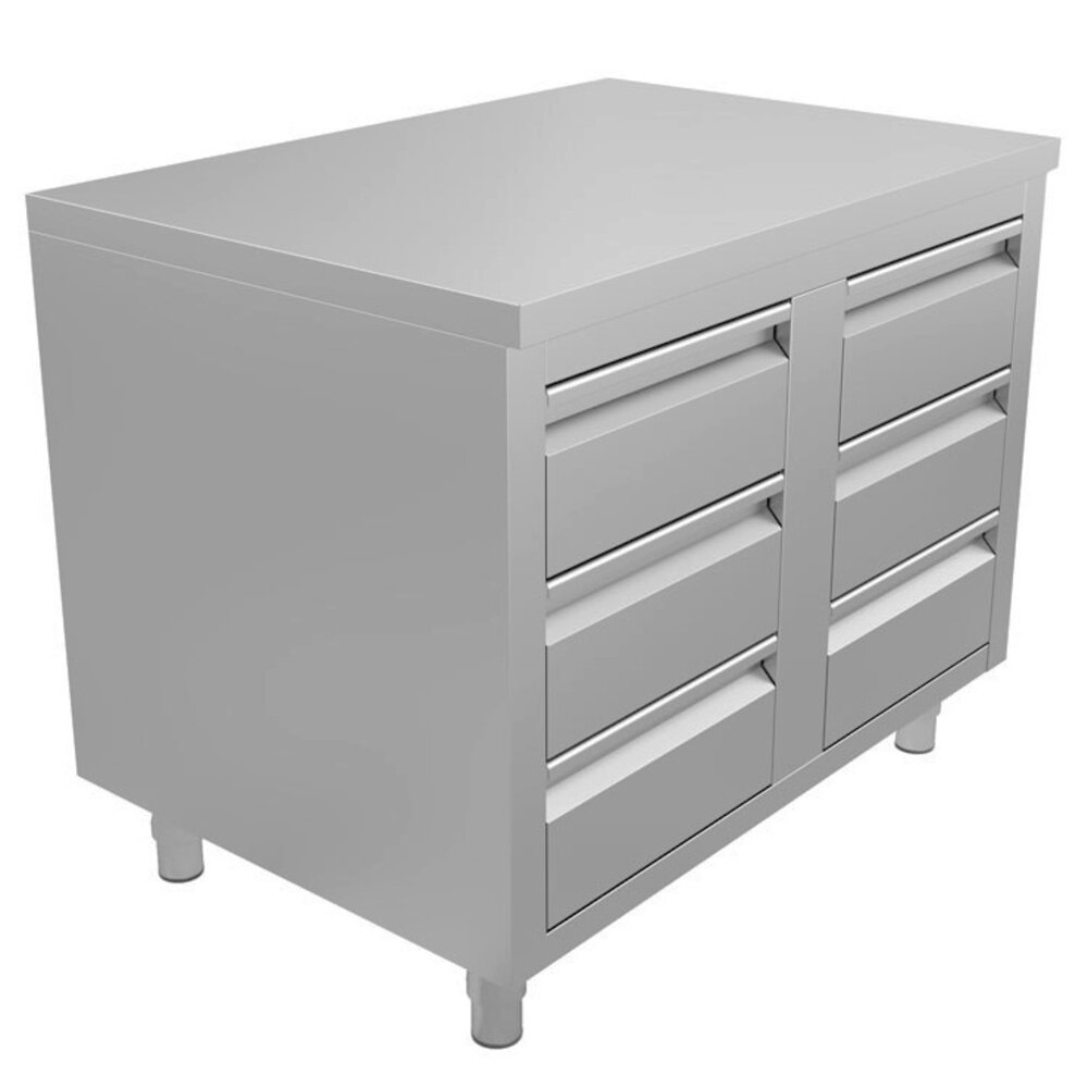 Unninox Werktafel | Rvs | 6 Laden | 1000x700x850(h)mm