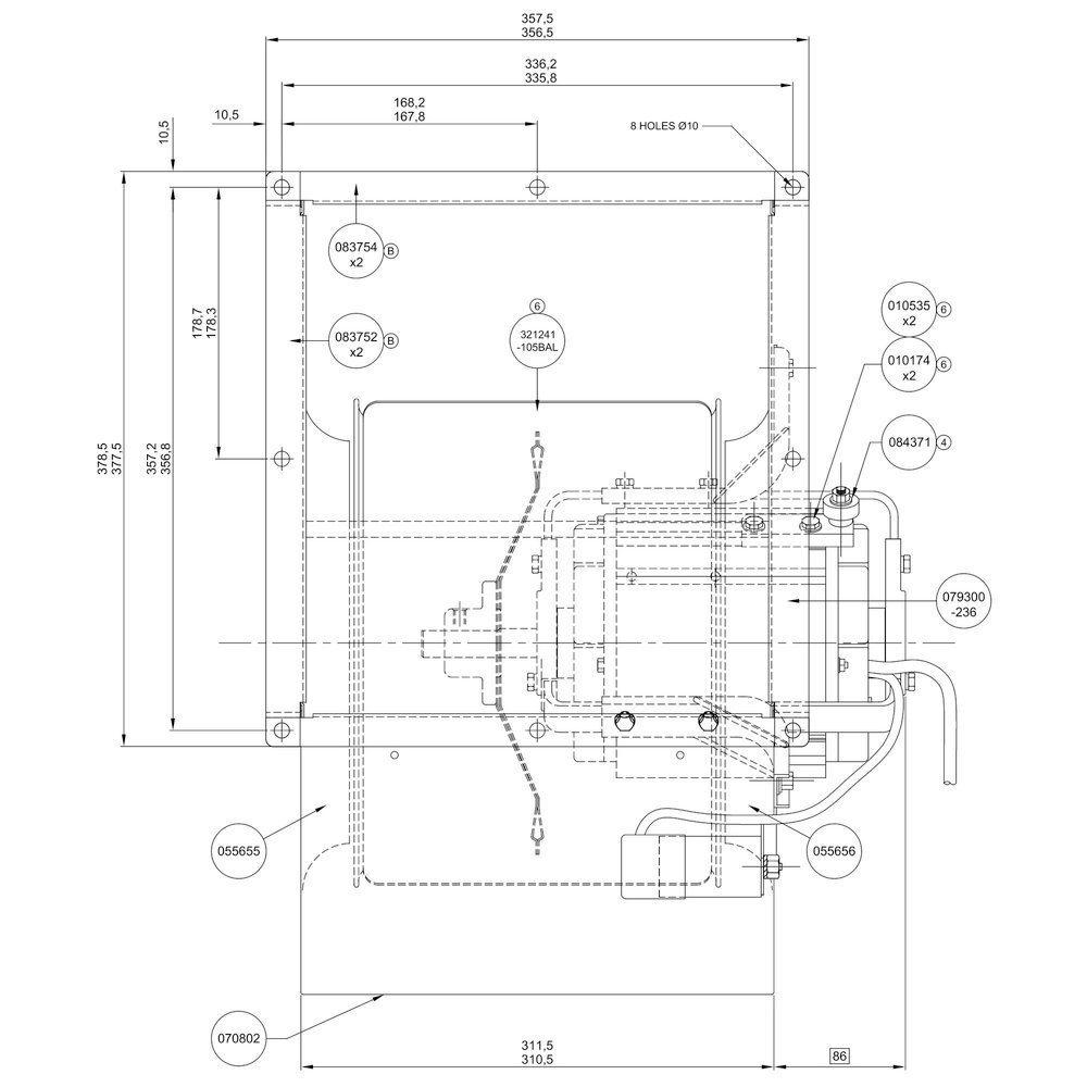 Unninox Motor | Slakkenhuis | 5000m³/u. | 7A | 0.75kw (230v)