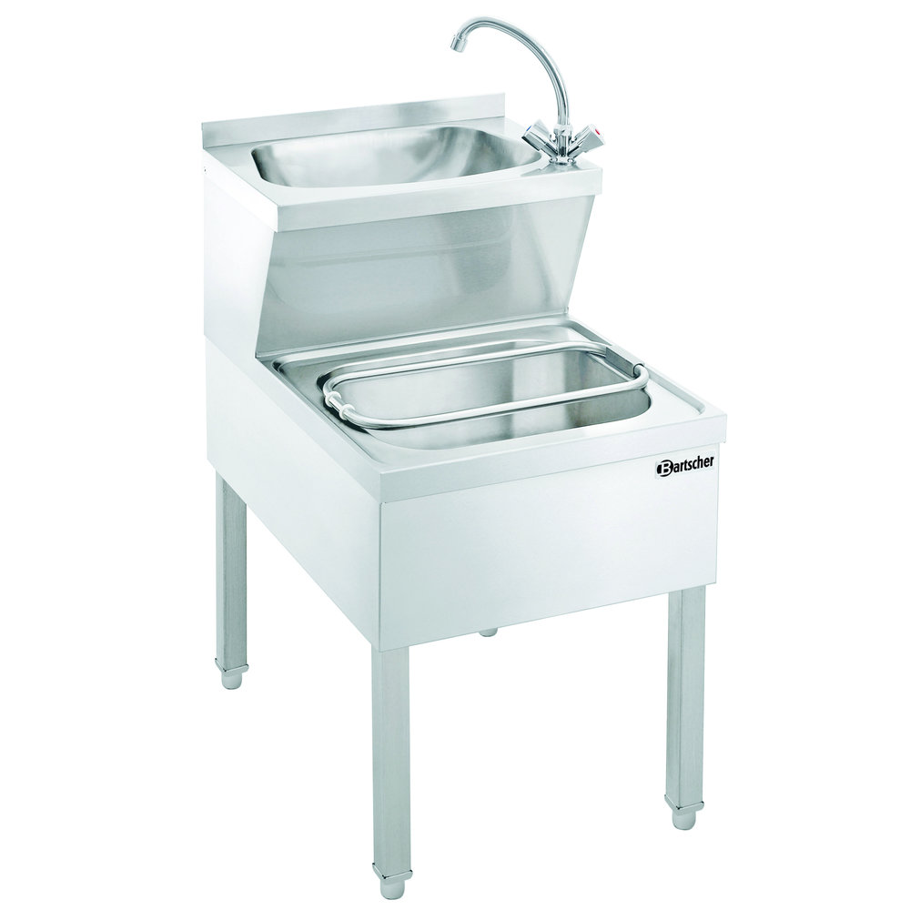 Bartscher Rvs Handwasbak Met Uitstortbak en Mengkraan | 510x700x850(h)mm