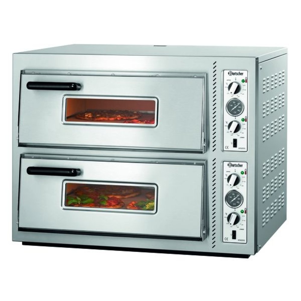 Bartscher Pizzaoven NT 622vs | 4+4 ø30cm | 2 Kamers | 10kw | Bodem Vuurvaste Steen | 930x835x730(h)mm