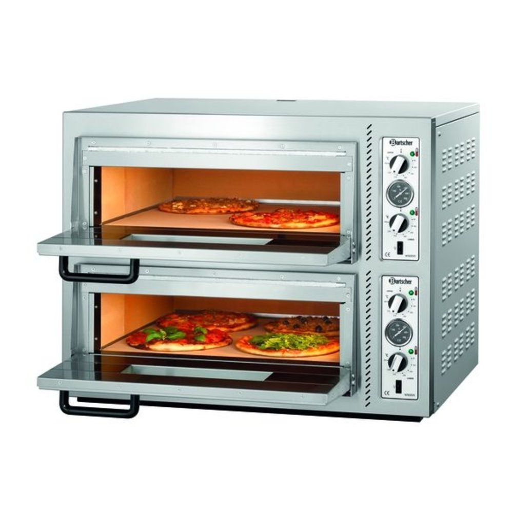 Bartscher Pizzaoven NT 622vs | 4+4 ø30cm | 2 Kamers | 10kw | Bodem Vuurvaste Steen | 930x835x730(h)mm