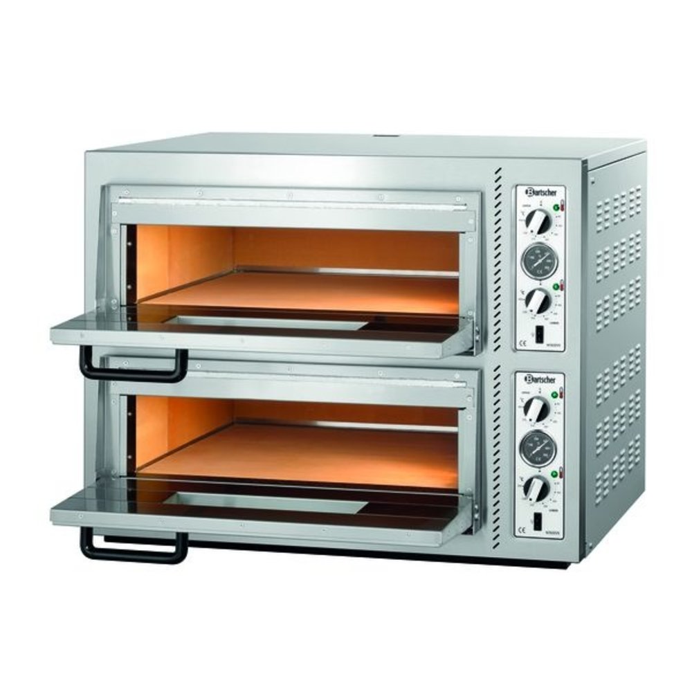 Bartscher Pizzaoven NT 622vs | 4+4 ø30cm | 2 Kamers | 10kw | Bodem Vuurvaste Steen | 930x835x730(h)mm