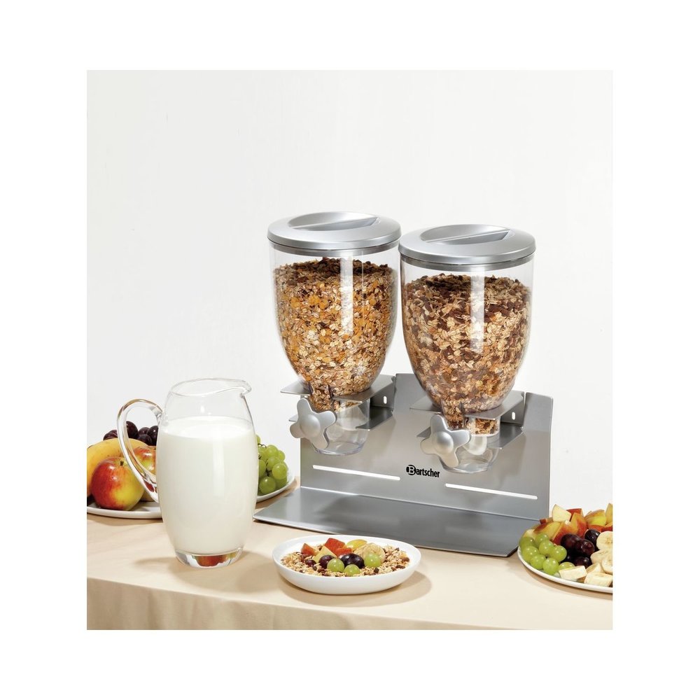 Bartscher Ontbijtgranendispenser Dubbel 2x 3,5l | Geschikt Voor Wandmontage | 360x170x395(h)mm