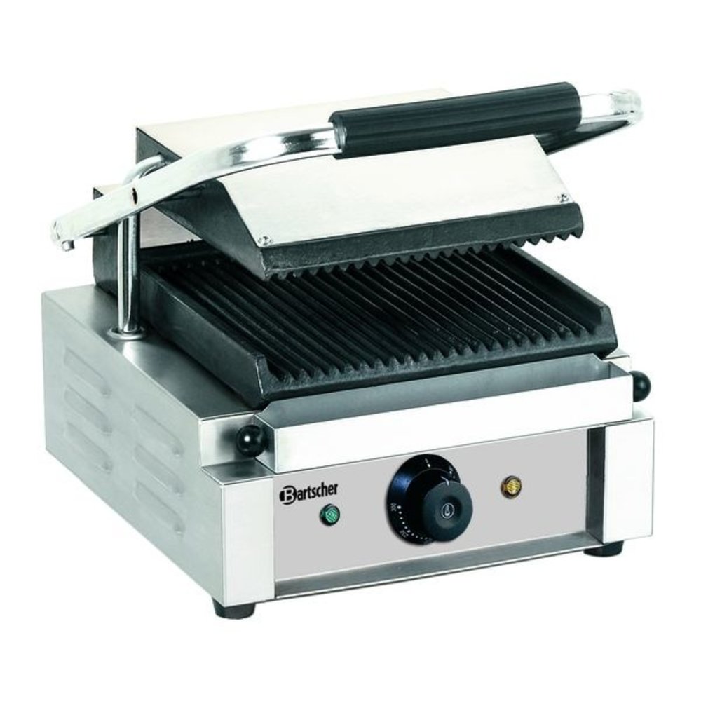 Bartscher Contactgrill 1800 1R | Geribbeld | 1.8kw | Grillplaten Gietijzer/geëmailleerd | 290x395x210(h)mm