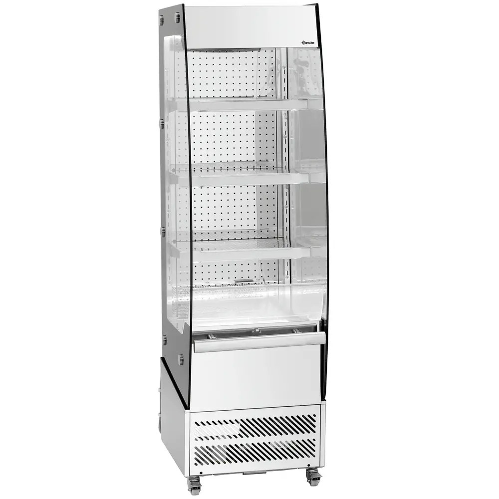 Bartscher Wandkoeling | Rimi | Rvs | +2°c/+10°c | Geforceerd | Open | Intern Nachtgordijn | Wielen (geremd) | 505x665x1740(h)mm
