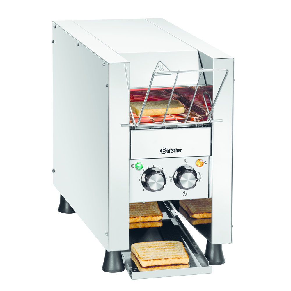 Bartscher Doorlooptoaster | Mini-xs | Rvs | Enkel | Max. 90/u. | 1kw (230v) | 235x655x395(h)mm