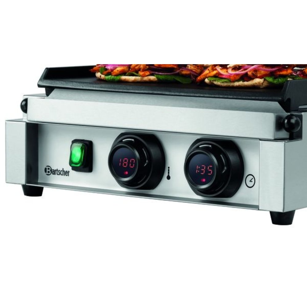 Bartscher Contact/paninigrill Mdi 1gr | Geribbeld/glad | 2.2kw | Grillplaten Gietijzer/geëmailleerd | 410x400x200(h)mm