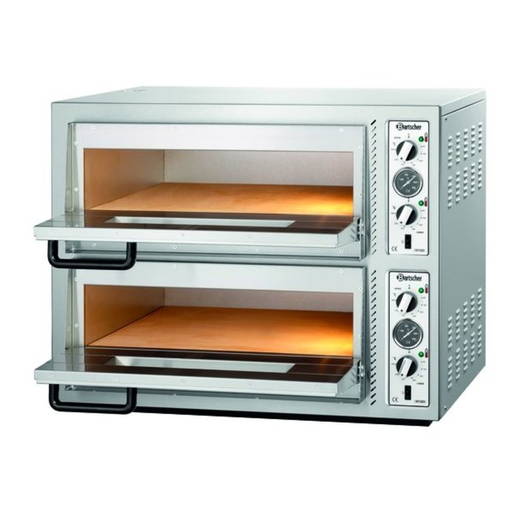 Bartscher Pizzaoven | Elektrisch | NT 622 | 4+4 ø30cm | 2 Kamers | 10kw | Bodem Van Vuurvaste Klei | 855x790x710(h)mm