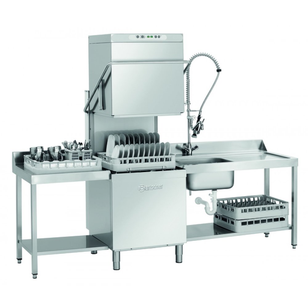 Bartscher Horeca Doorschuifvaatwasser DS 2002 | 600x500mm Mand | Met Afvoerpomp+zeepdispenser | 790x955x1535(h)mm
