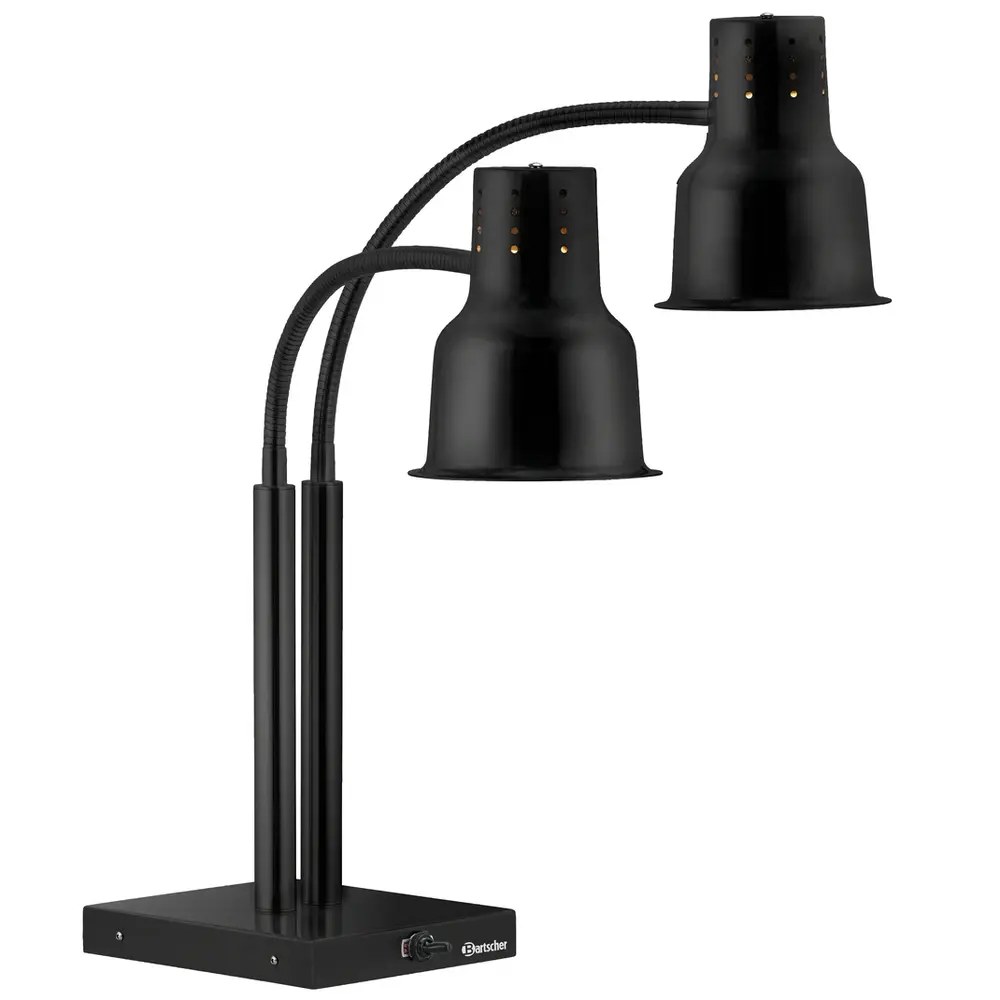 Bartscher Warmhoudlamp | Zwart | Flexibel | 2x 250w | Incl. Lampen | 335x520x700(h)mm