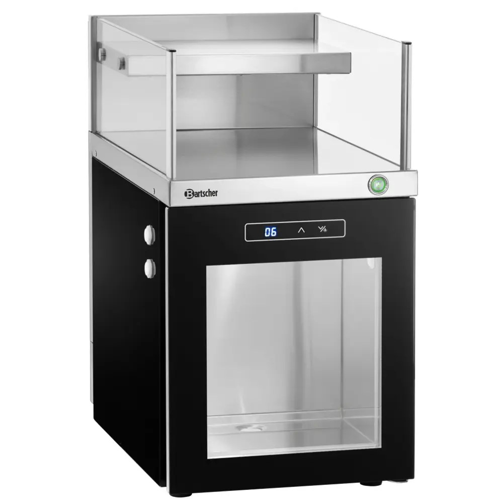 Bartscher Melkkoeler + Kopjesverwarmer | Rvs/zwart | 12l (+1°c/+6°c) | 30 Kopjes (30°c/60°c) | 0.23kw (230v) | 305x485x537(h)mm