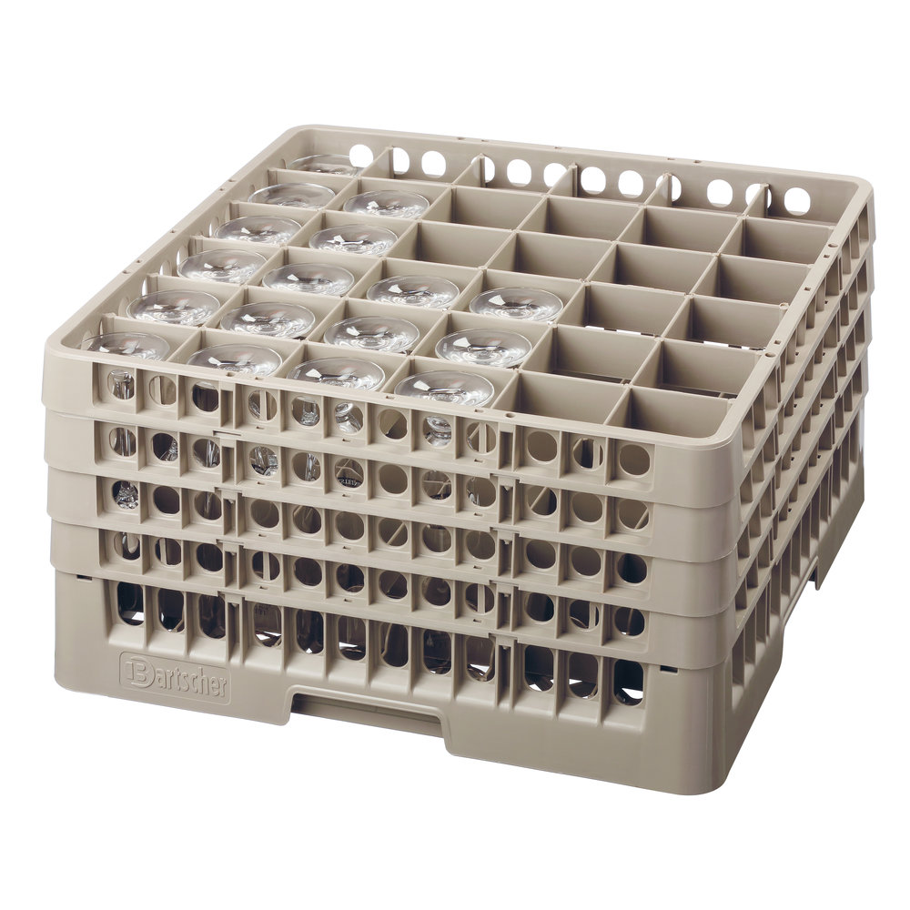 Bartscher Glazenkorf Kunststof Bruin | 36 Vakken | 500x500x266(h)mm