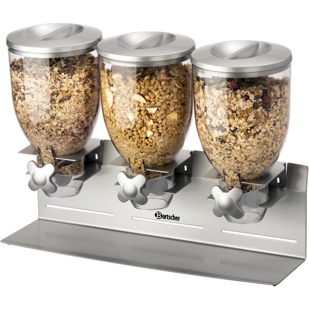 Bartscher Ontbijtgranendispenser 3-voudig 3x 3,5l | Geschikt Voor Wandmontage | 540x170x395(h)mm