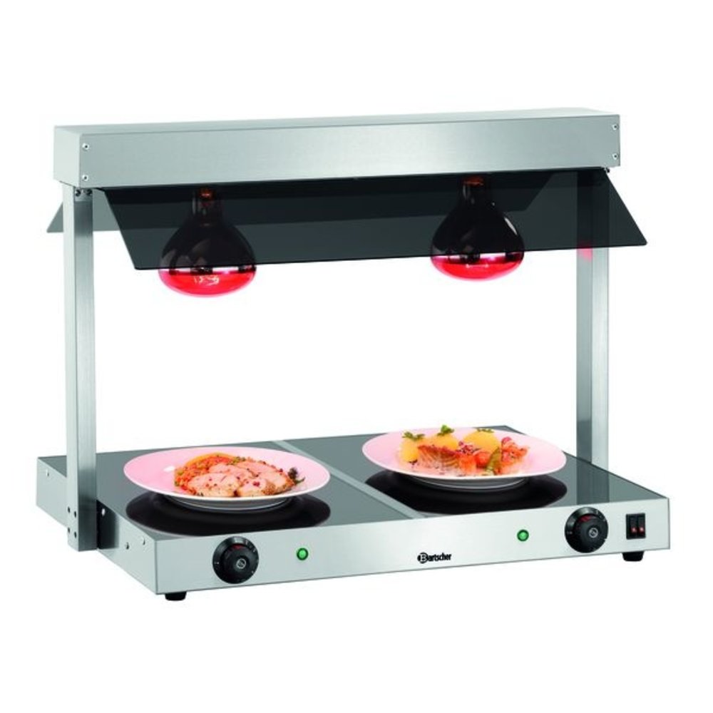Bartscher Warmhoudplaat + Infraroodlampen | Rvs | 30°c/85°c | 230v | 740x565x570(h)mm