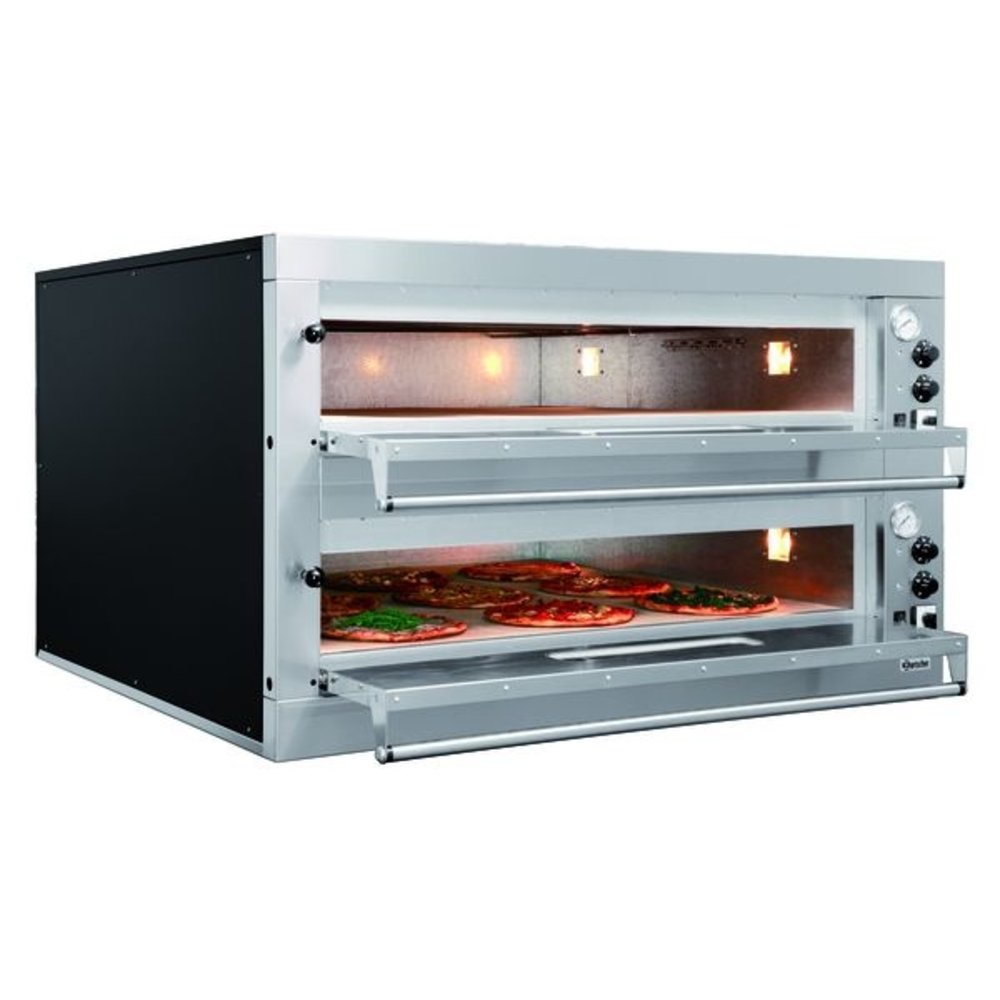 Bartscher Pizzaoven | ET 205-2bk | 2x9 ø33cm | 2 Kamers | Bodem Van Hittebestendige Steen | 1310x1270x760(h)mm