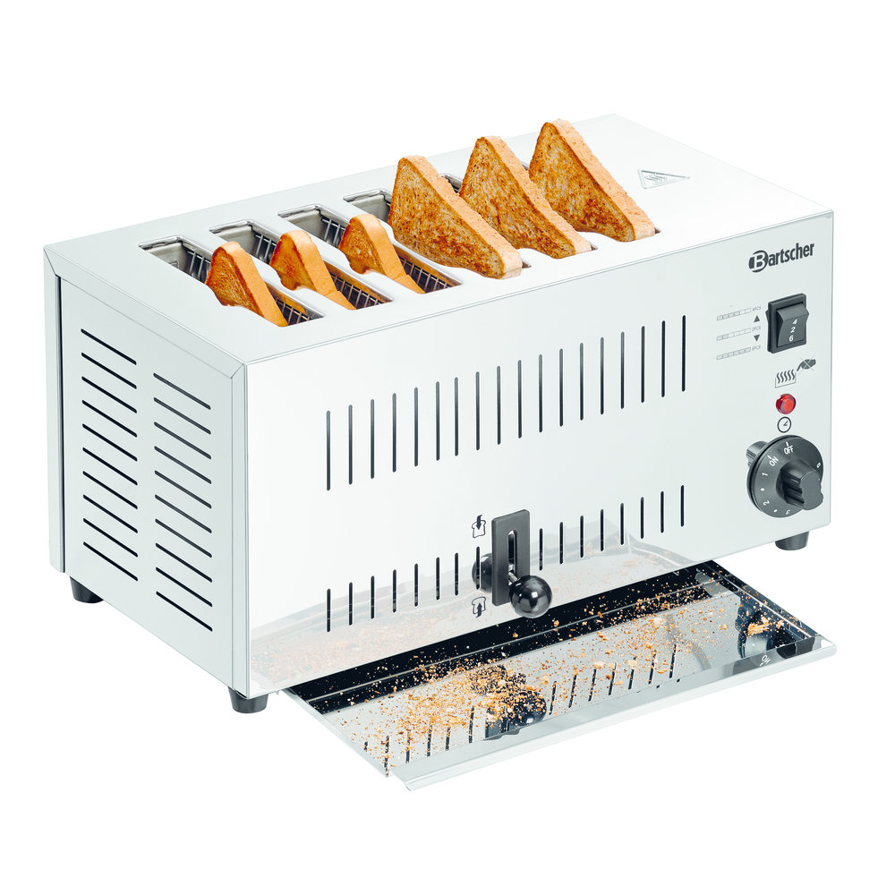 Bartscher Toaster | Ts60 Rvs | 2.5kw | 6 Sleuven | 405x265x220(h)mm
