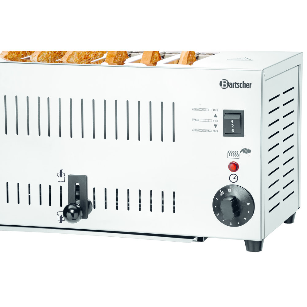 Bartscher Toaster | Ts60 Rvs | 2.5kw | 6 Sleuven | 405x265x220(h)mm