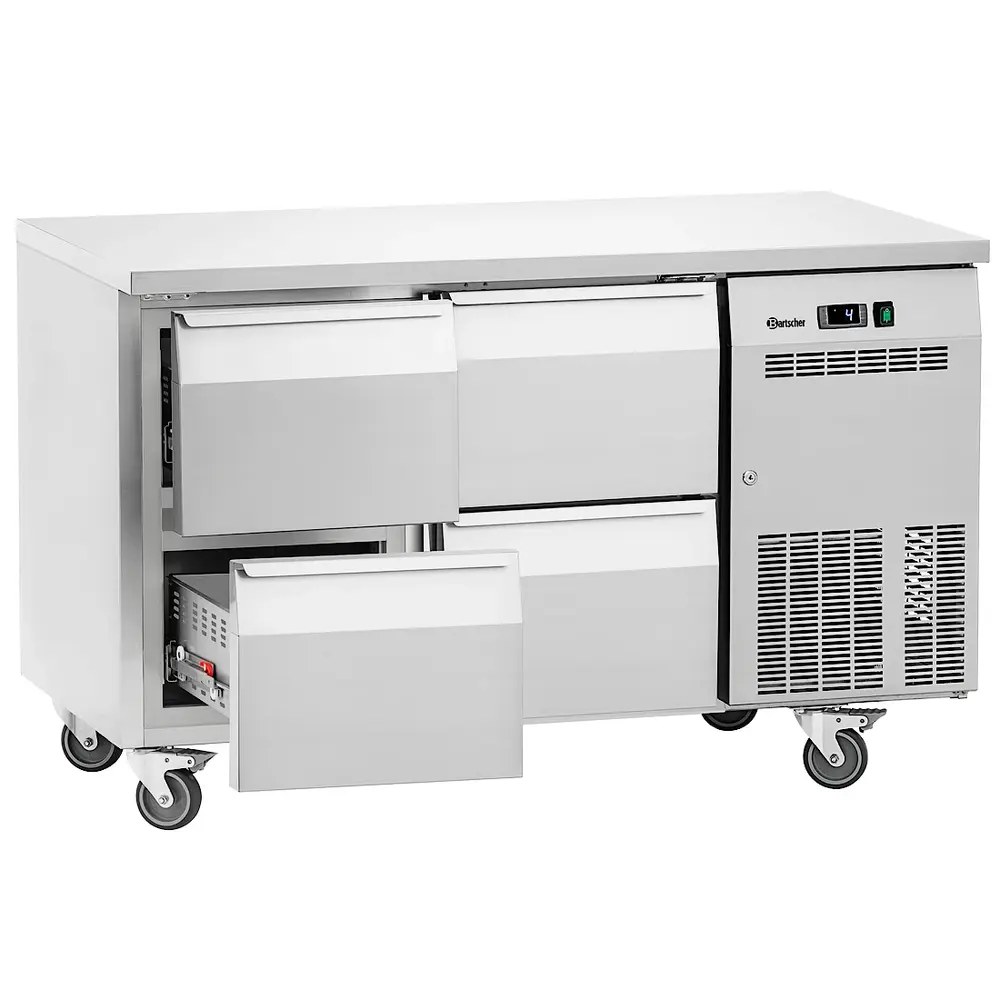 Bartscher Koelwerkbank | Easy | 285l | 4 Laden (1/1 Gn) | 0°c/+8°c | Geforceerd | Wielen (geremd) | 1350x700x850(h)mm