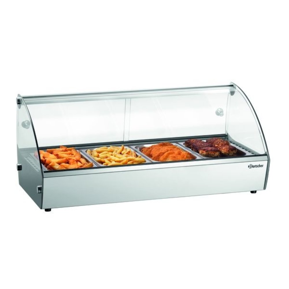 Bartscher Warmhoudvitrine | Rvs/glas | R4 46l | 4x 1/3 GN | 230v | Achter Schuifdeuren | 775x420x335(h)mm