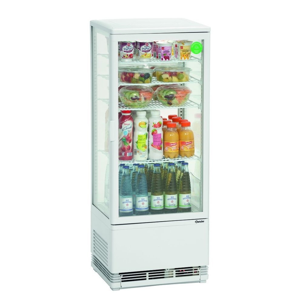 Bartscher Koelvitrine | 98l | Wit | +2°c/+12°c | 5 Schappen | 435x385x1105(h)mm