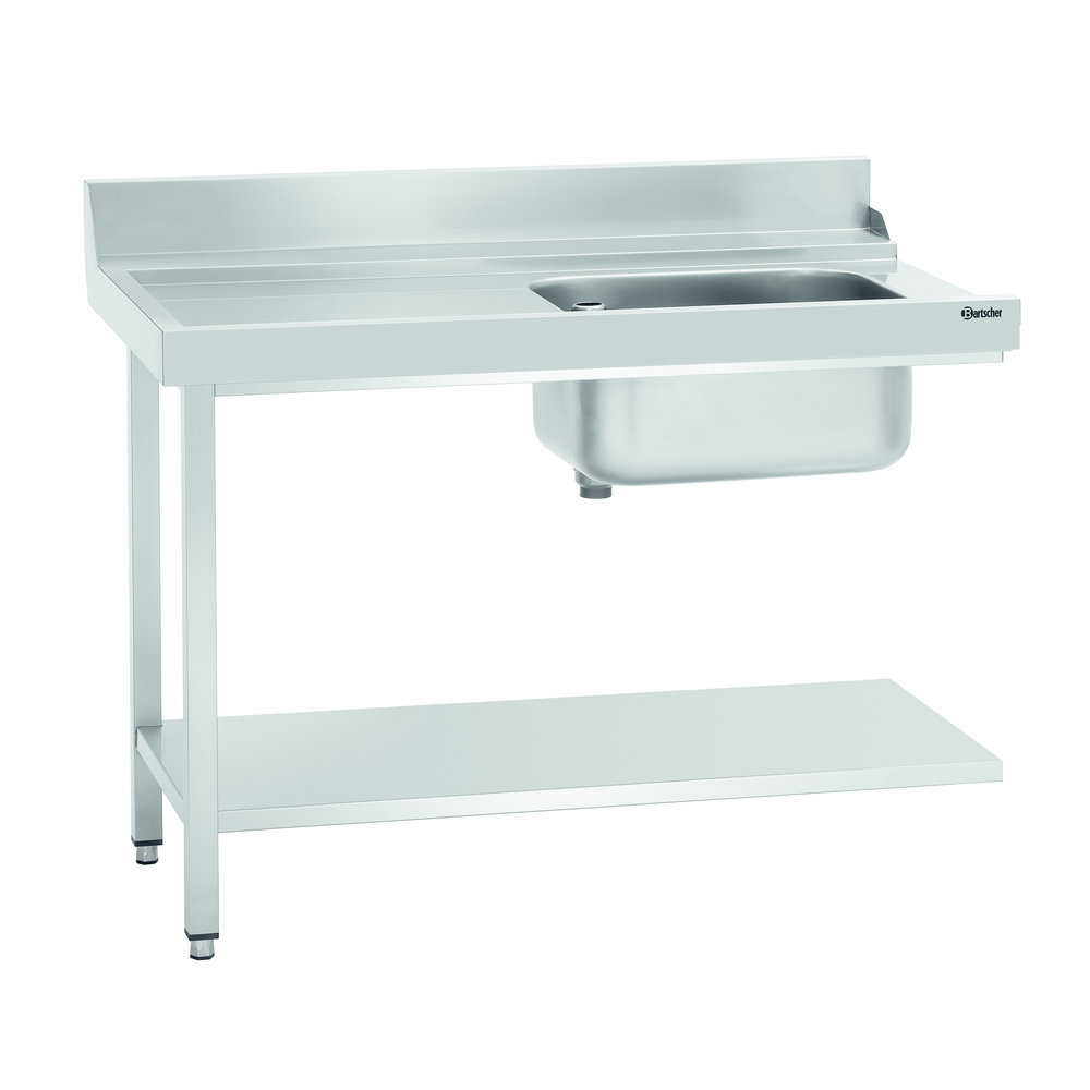 Bartscher Aanvoertafel Ds-li1b | Spoelbak Rechts Met Bodemschap + Achteropstand | 1200x720x850(h)mm