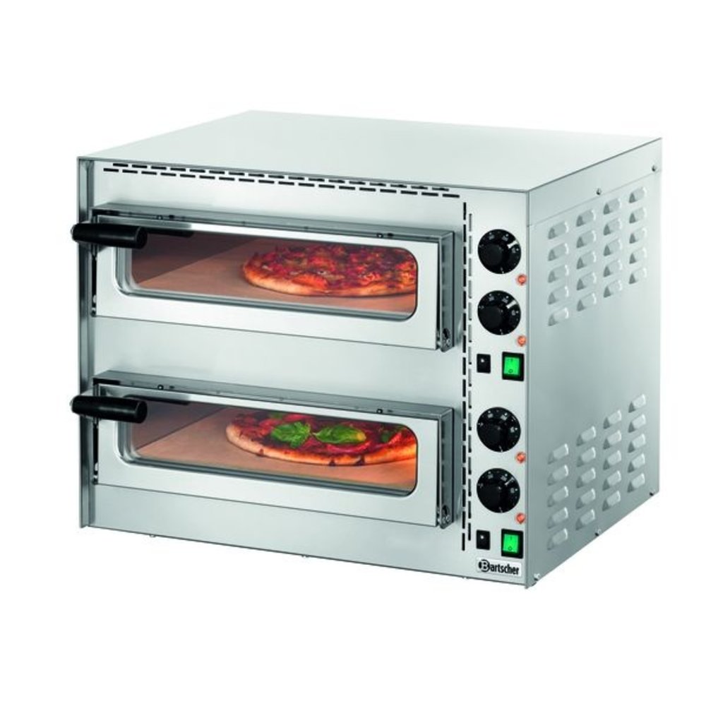 Bartscher Pizzaoven | Elektrisch | Mini Plus 2 | Rvs | 2x1 35øcm | 2 Kamers | 3.4kw | Bodem Van Hittebestendige Steen | 570x550x475(h)mm