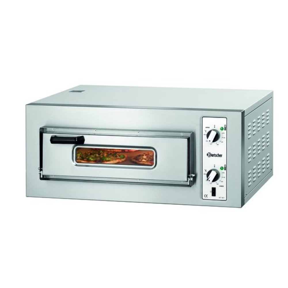 Bartscher Pizzaoven | Elektrisch | NT 501 | 4x1 ø25cm | 1 Kamer | 4kw | Bodem Van Vuurvaste Klei | 800x750x360(h)mm