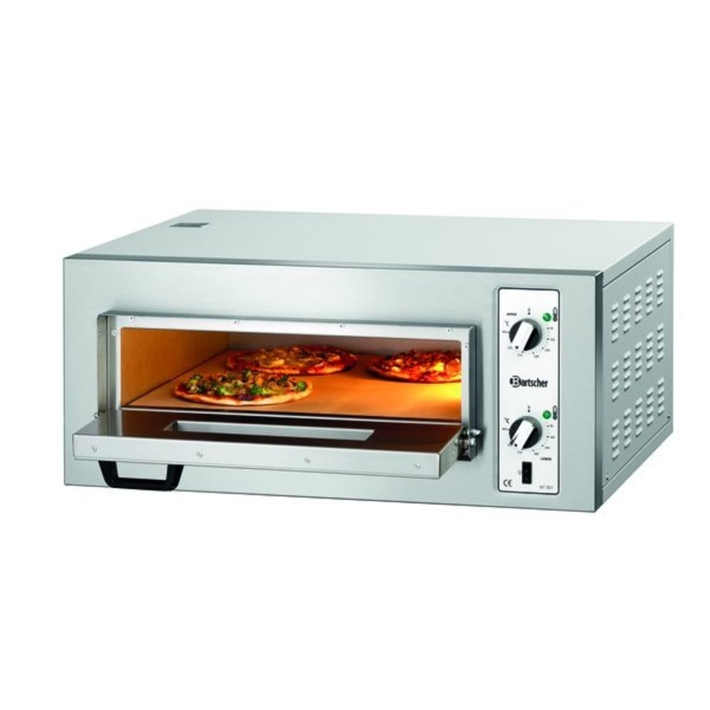 Bartscher Pizzaoven | Elektrisch | NT 501 | 4x1 ø25cm | 1 Kamer | 4kw | Bodem Van Vuurvaste Klei | 800x750x360(h)mm