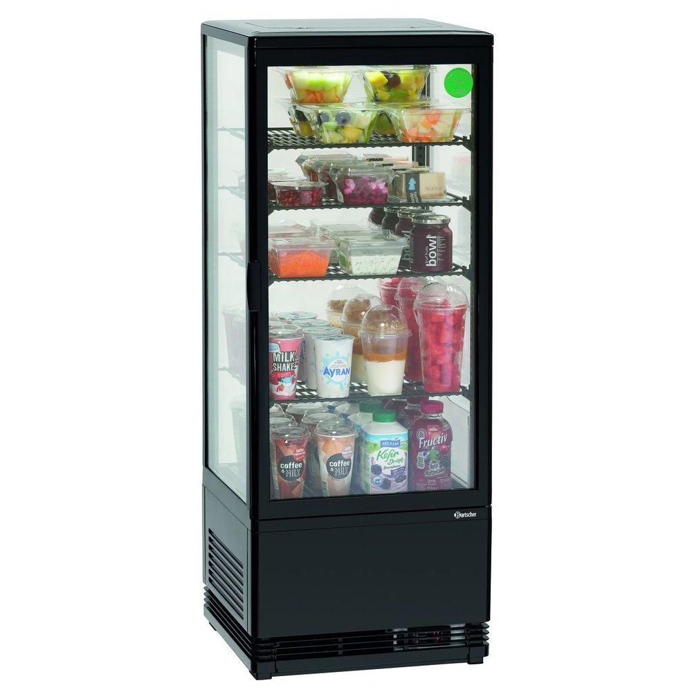 Bartscher Koelvitrine | 98l | Zwart | +2°c/+12°c | 5 Schappen | 435x385x1105(h)mm
