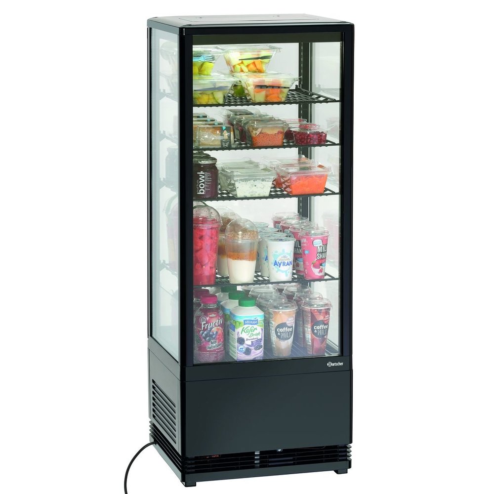 Bartscher Koelvitrine | 98l | Zwart | +2°c/+12°c | 5 Schappen | 435x385x1105(h)mm