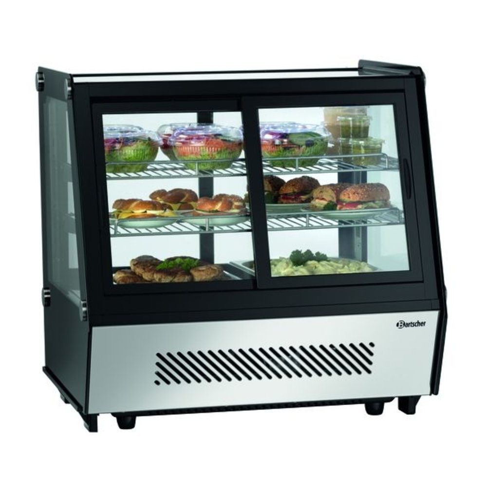 Bartscher Koelvitrine | 120l | Zwart/rvs | +2°c/+12°c | 3 Schappen | 710x568x686(h)mm
