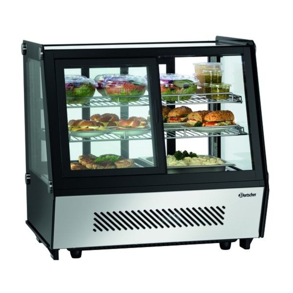 Bartscher Koelvitrine | 120l | Zwart/rvs | +2°c/+12°c | 3 Schappen | 710x568x686(h)mm