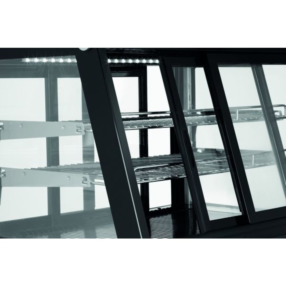 Bartscher Koelvitrine | 120l | Zwart/rvs | +2°c/+12°c | 3 Schappen | 710x568x686(h)mm