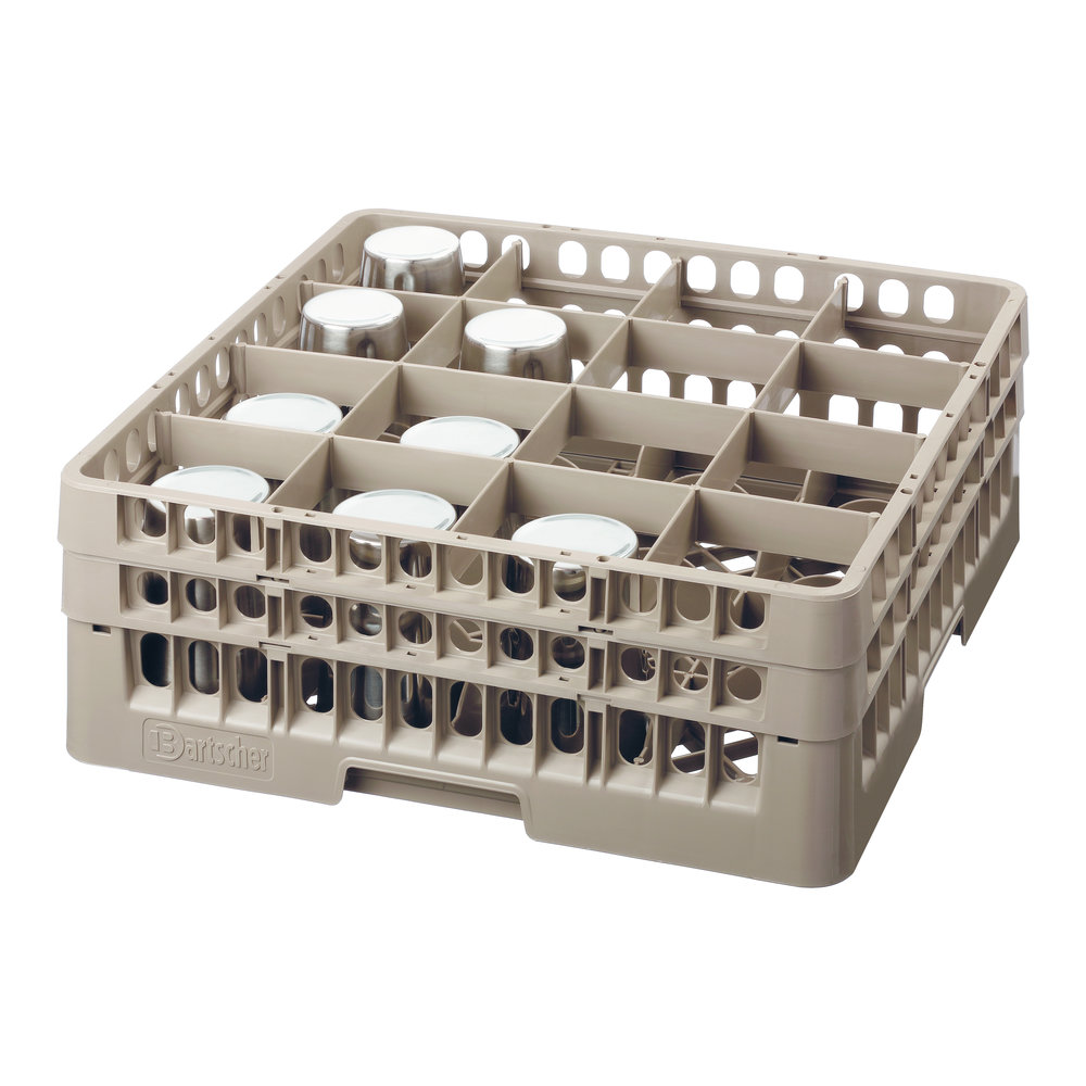 Bartscher Glazenkorf Kunststof Bruin | 16 Vakken | 500x500x183(h)mm