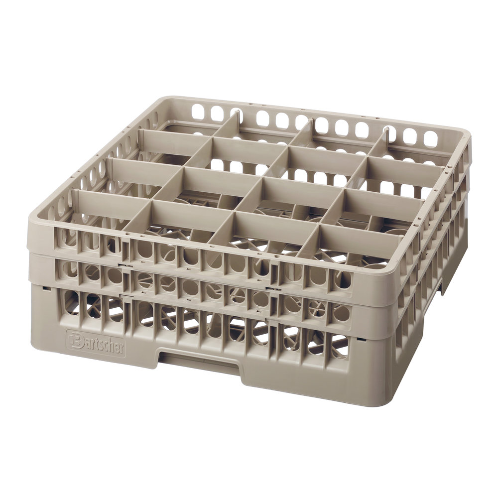 Bartscher Glazenkorf Kunststof Bruin | 16 Vakken | 500x500x183(h)mm