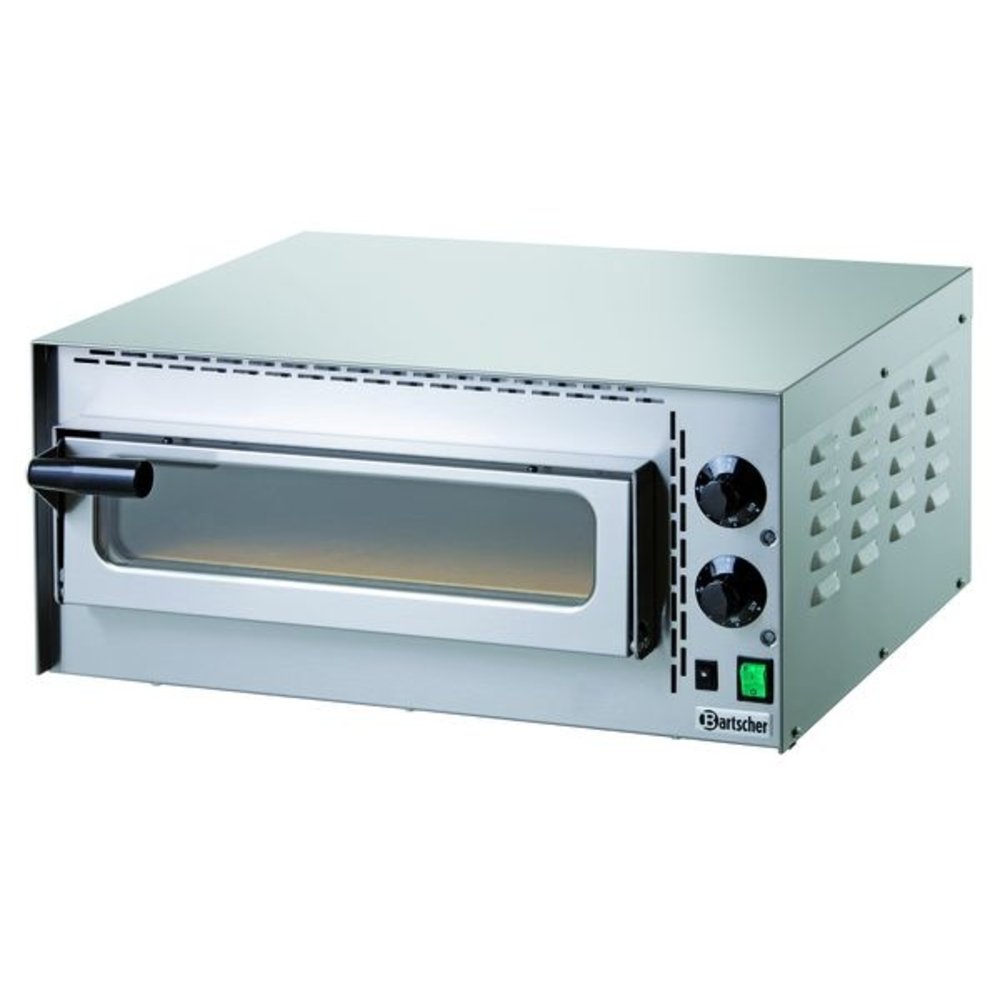 Bartscher Pizzaoven | Elektrisch | Mini Plus | Rvs | 1x ø35cm | 1 Kamer | 2kw | Bodem Met Hittebestendige Steen | 575x525x270(h)mm