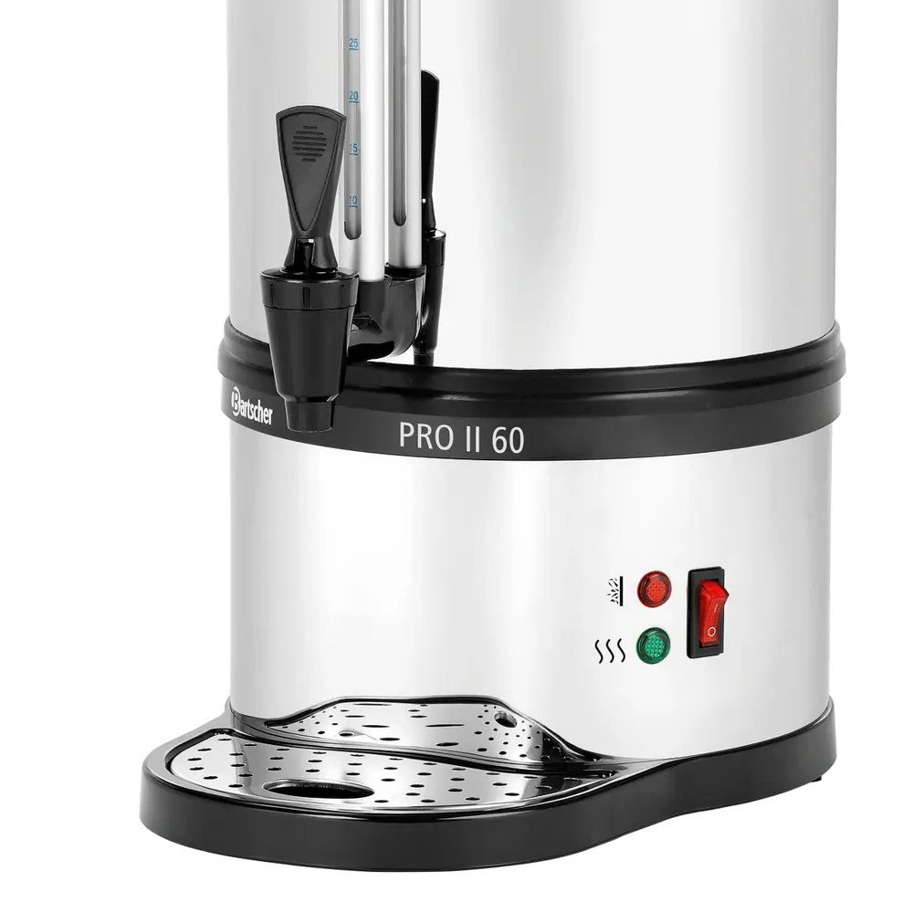 Bartscher Koffiepercolator | Pro II | Rvs/zwart | 9L | 1.2kw (230v) | Enkelwandig | Lekbak | 310x320x540(h)mm