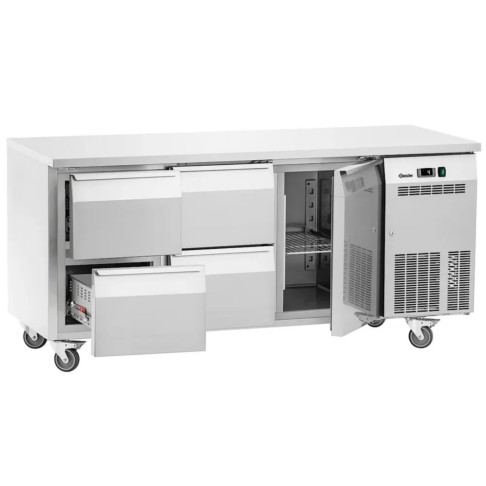 Bartscher Koelwerkbank | Easy | 425l | 1 Deur + 4 Laden (1/1 Gn) | 0°c/+8°c | Geforceerd | Wielen (geremd) | 1800x700x850(h)mm