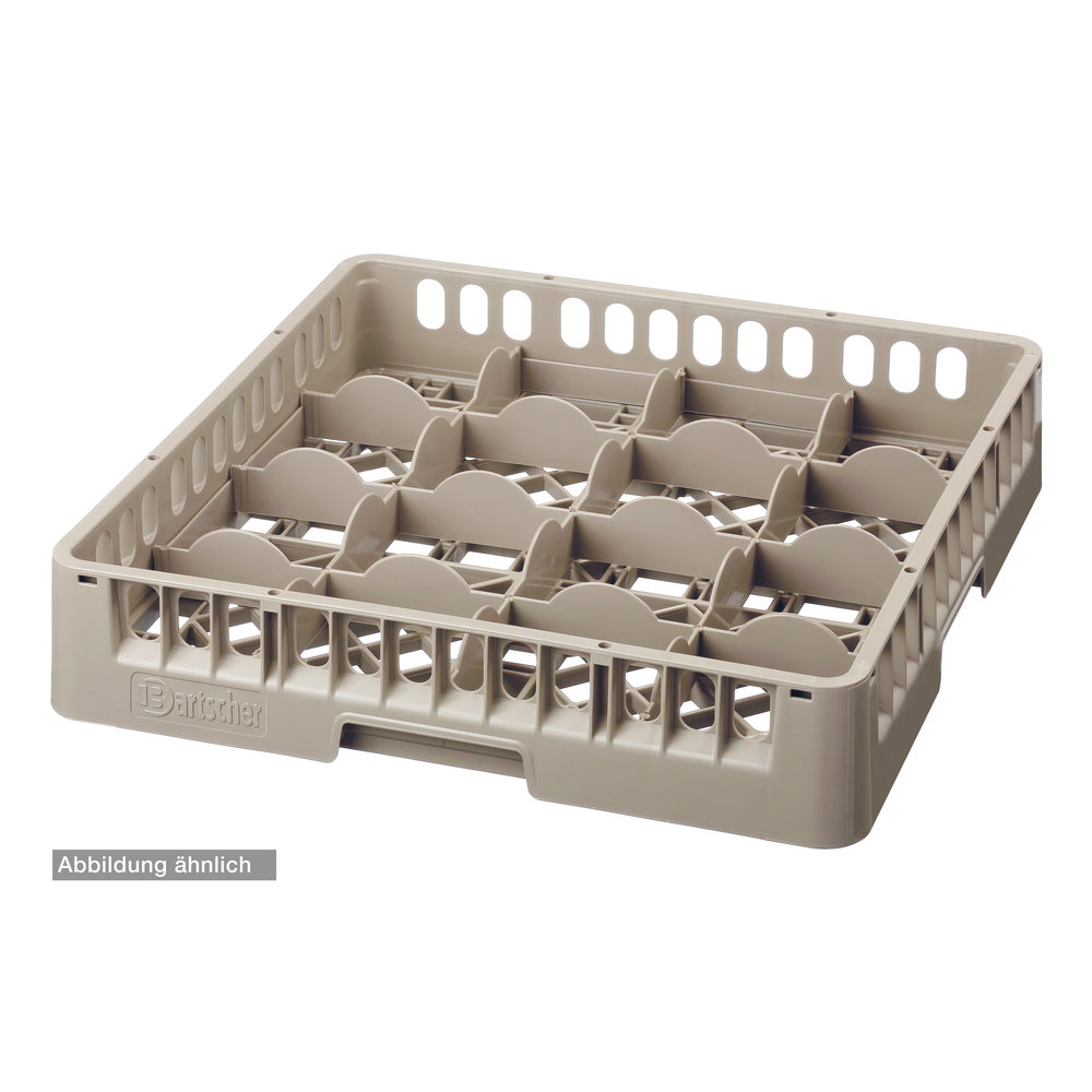 Bartscher Glazenkorf Kunststof Bruin | 16 Vakken | 500x500x142(h)mm