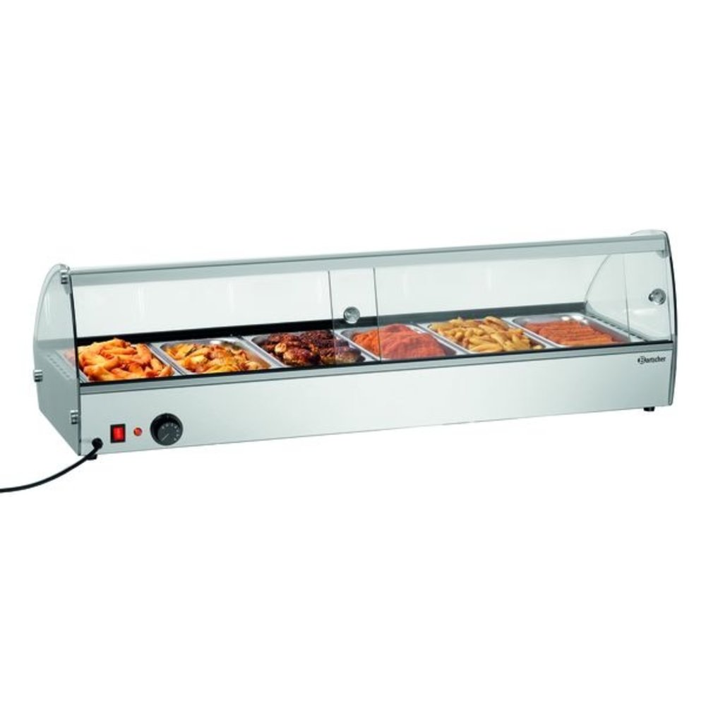 Bartscher Warmhoudvitrine | Rvs/glas | R6 68l | 6x 1/3 GN | 230v | Achter Schuifdeuren | 1135x420x335(h)mm