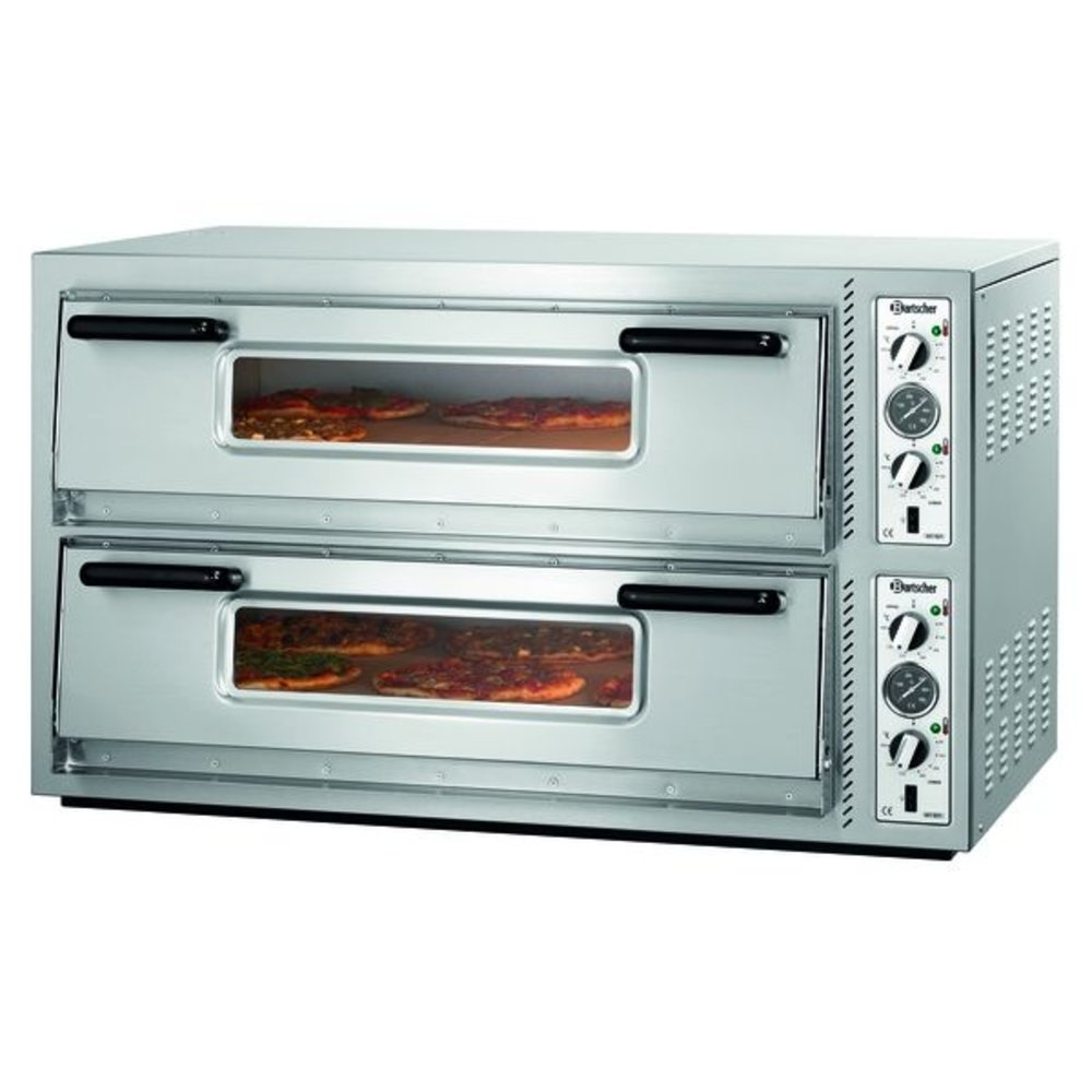 Bartscher Pizzaoven | Nt921 | 6+6 ø30cm | 12kw | 2 Kamers | Bodem Van Vuurvaste Klei | 1190x780x710(h)mm