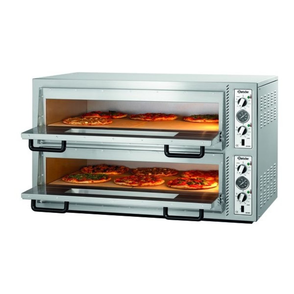 Bartscher Pizzaoven | Nt921 | 6+6 ø30cm | 12kw | 2 Kamers | Bodem Van Vuurvaste Klei | 1190x780x710(h)mm