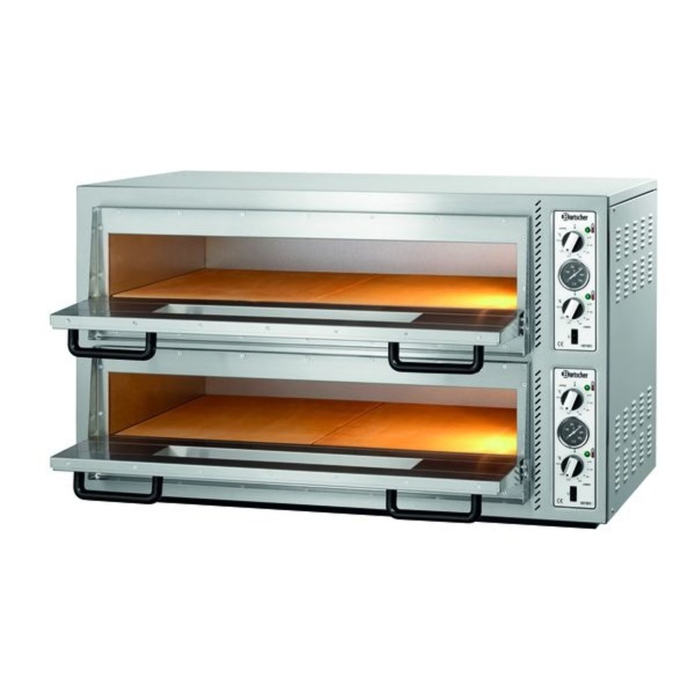 Bartscher Pizzaoven | Nt921 | 6+6 ø30cm | 12kw | 2 Kamers | Bodem Van Vuurvaste Klei | 1190x780x710(h)mm