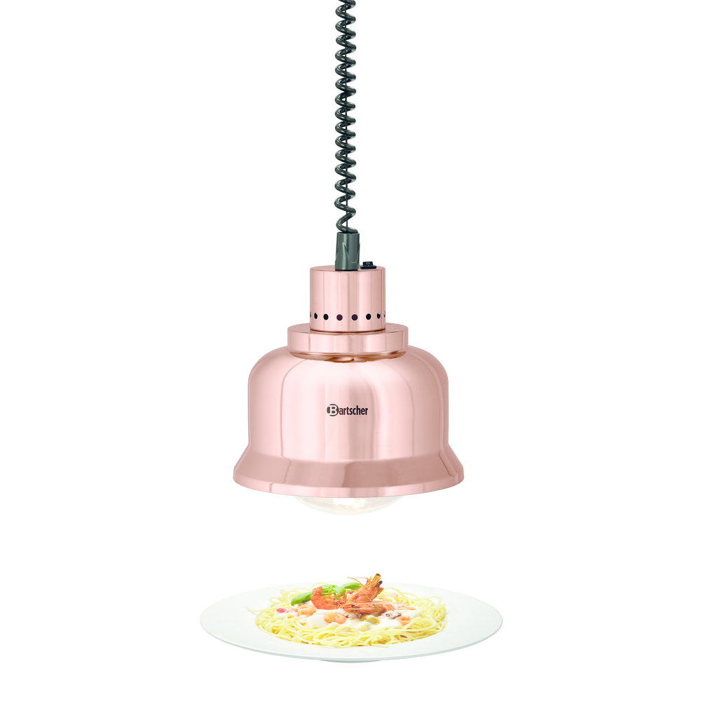 Bartscher Warmtelamp | Koper | Hoogglans | 1 Infrarood Incandescent | 230v | 230x230x250(h)mm