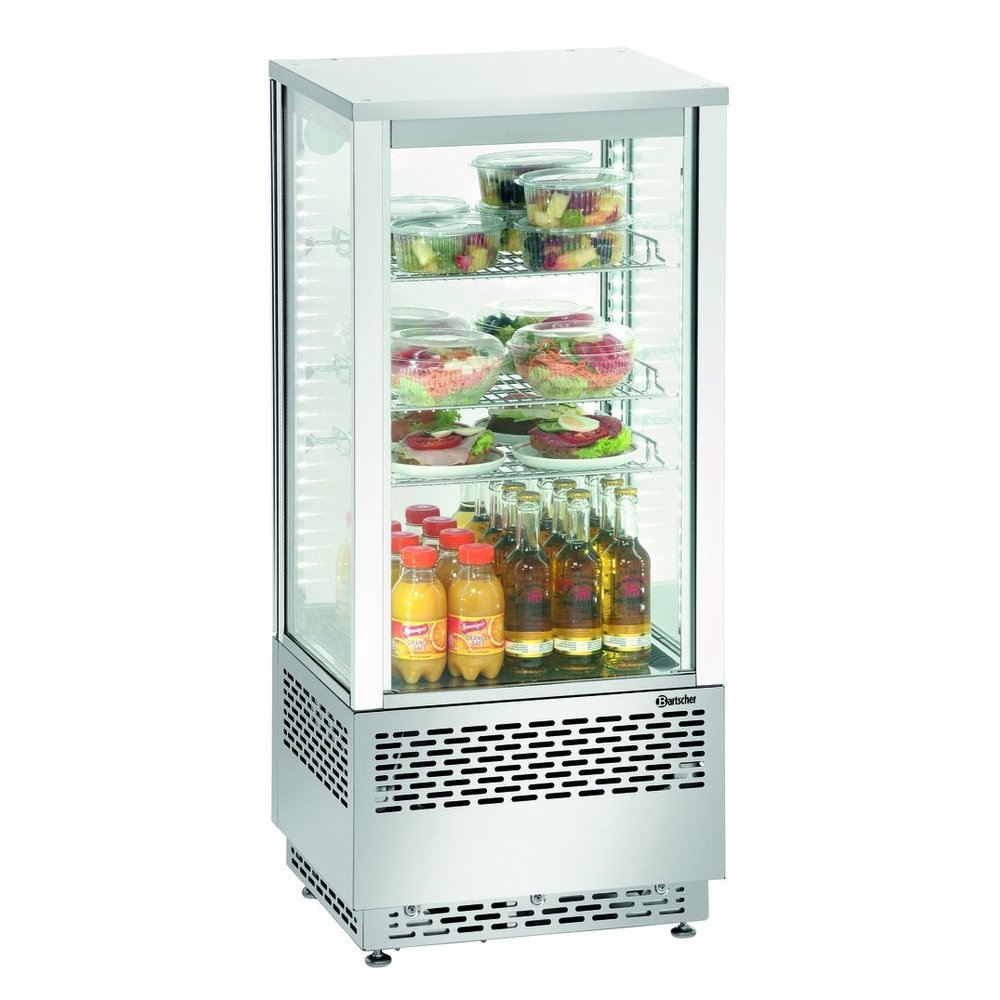 Bartscher Koelvitrine | 78l | Grijs | +2°c/+12°c | 4 Schappen | 430x390x986(h)mm