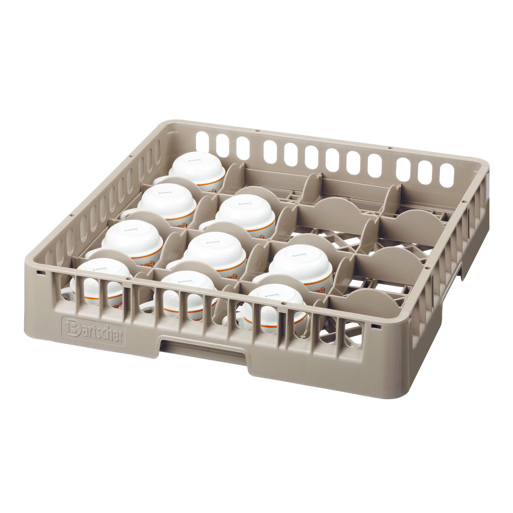 Bartscher Glazenkorf Kunststof Bruin | 16 Vakken | 500x500x100(h)mm