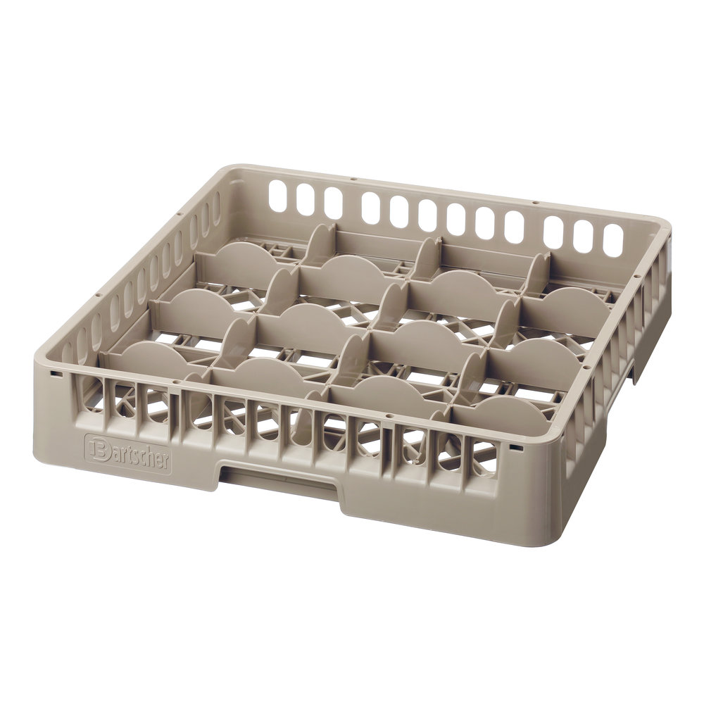 Bartscher Glazenkorf Kunststof Bruin | 16 Vakken | 500x500x100(h)mm