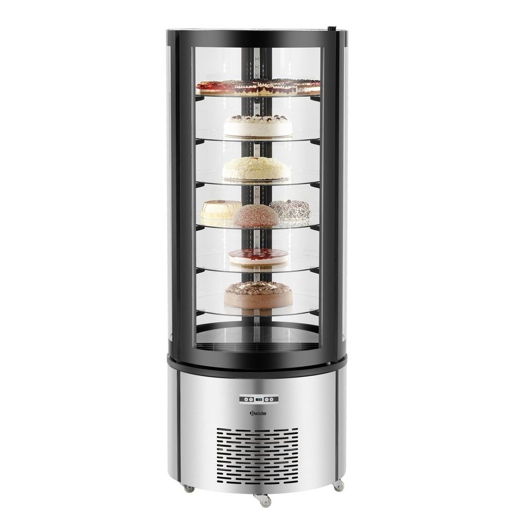 Bartscher Gebaksvitrine | 400l | Zwart/grijs | +2°c/+10°c | 7 Schappen | ø680x1750(h)mm