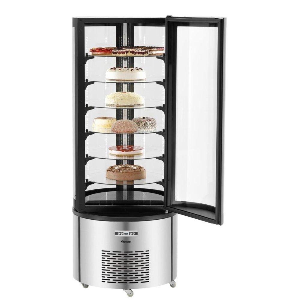 Bartscher Gebaksvitrine | 400l | Zwart/grijs | +2°c/+10°c | 7 Schappen | ø680x1750(h)mm